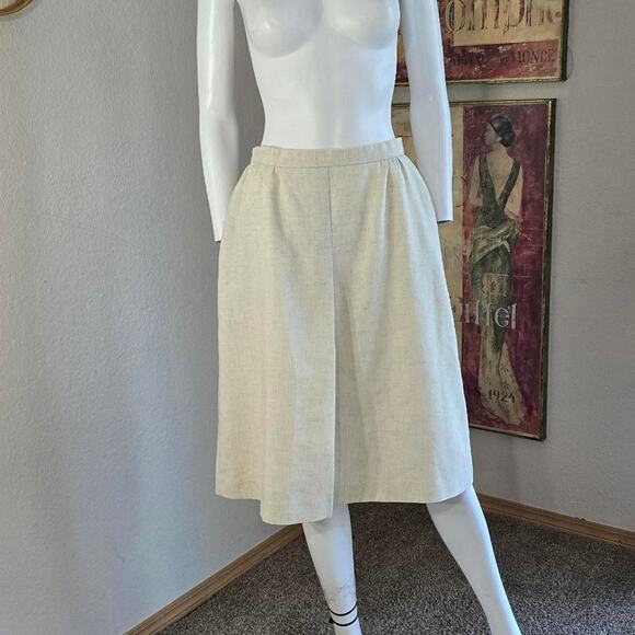 Vintage 80s Cream Soft Canvas 2 Piece Skirt and Blazer Set by Dimension V - Picture 2 of 8